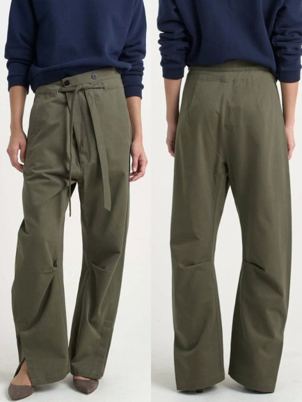 Jamie Haller The Everything Pant Olive Green Paperbag Barrel Leg Size 0